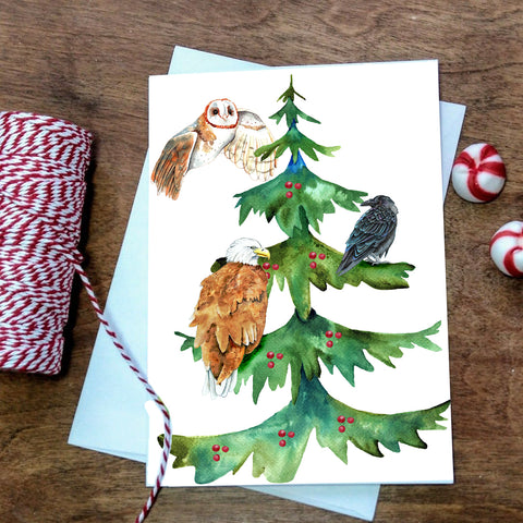 Christmas Card - Bird Tree