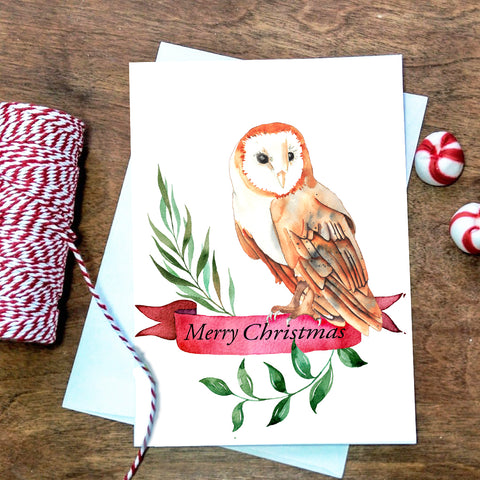 Christmas Card - Merry Christmas Owl