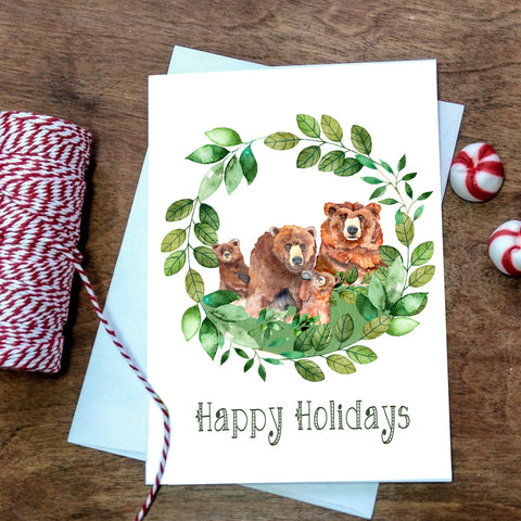 Christmas Card - Happy Holidays Bears