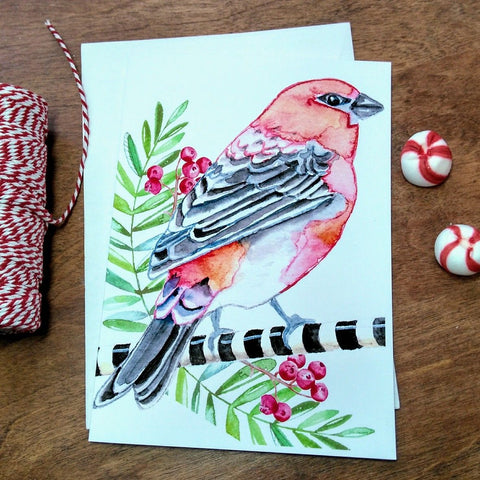 Christmas Card - Pine Grosbeak