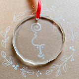 Alutiiq petroglyph etched glass ornament