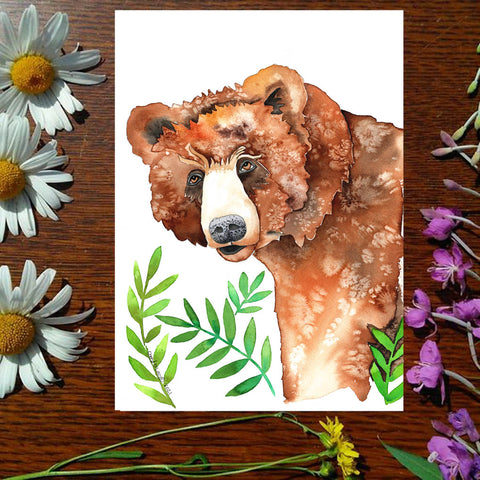 Bear in the Bushes - Greeting Card
