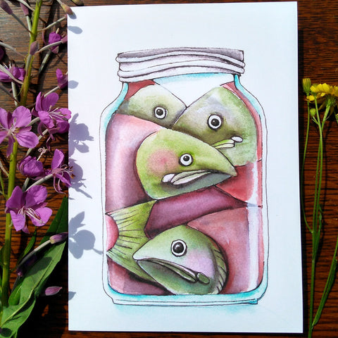 Canned Salmon - Greeting Card