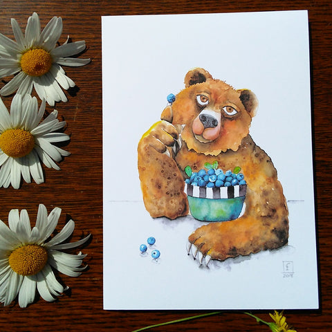 Blueberry Bear - Greeting Card
