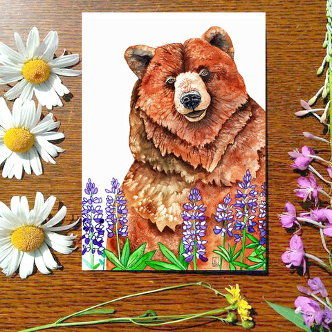 Lupine Bear - Greeting Card