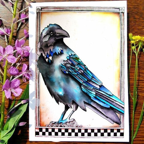 Blue Raven - Greeting Card
